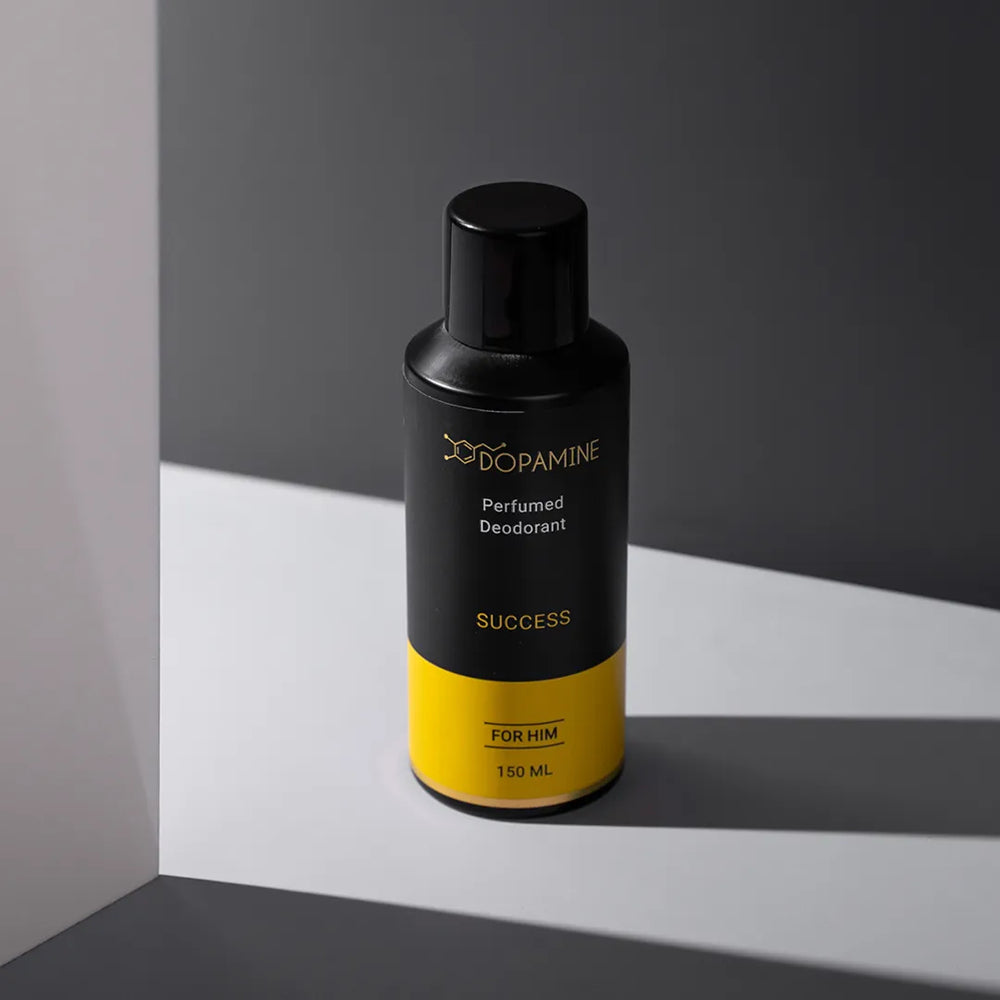 Dopamine Success Deo For Him, 150ml bottle in shadowed light