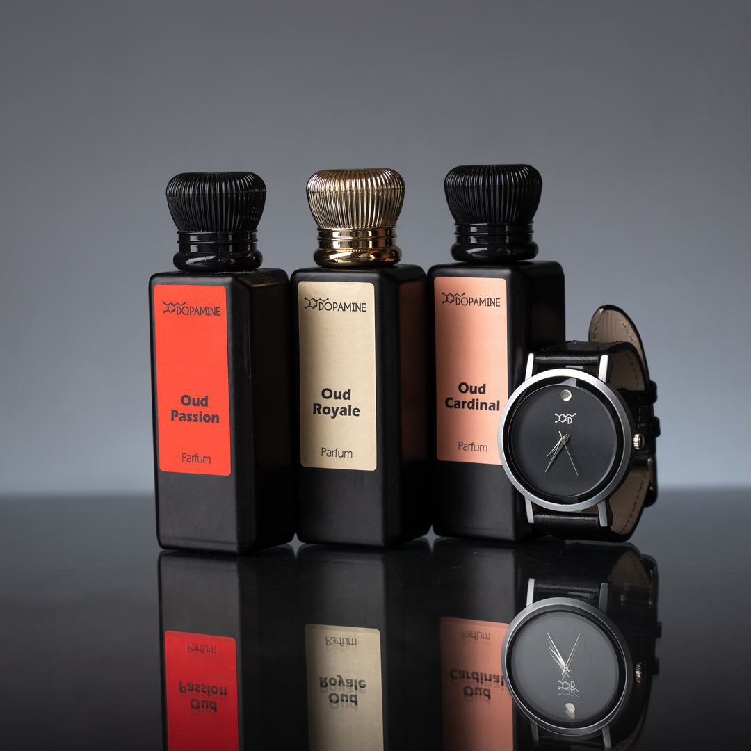 The Great Oud Parfum Trinity with Dopamine watch